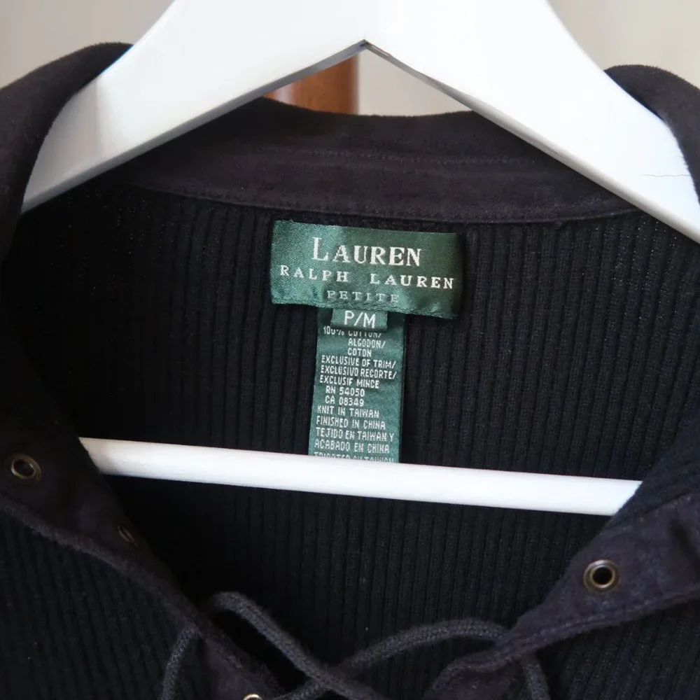 Ralph Lauren Ribbed Corset Style Sweater Navy Size Medium NWOT - Picture 2 of 4